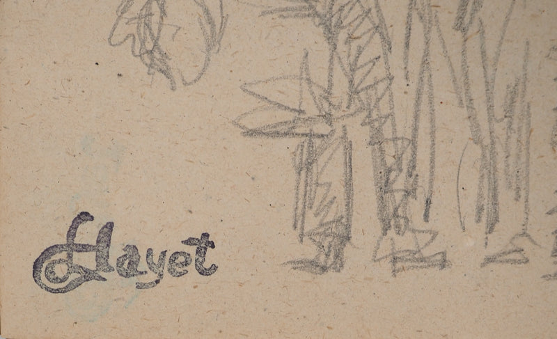 Louis HAYET : Les retrouvailles, Dessin original (photo de détail 2) - Crédit photo : Galerie Art.Paris