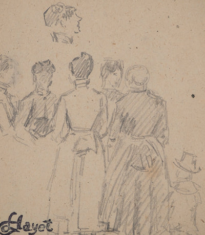 Louis HAYET : Sortie familiale, Dessin original (photo de détail 3) - Crédit photo : Galerie Art.Paris