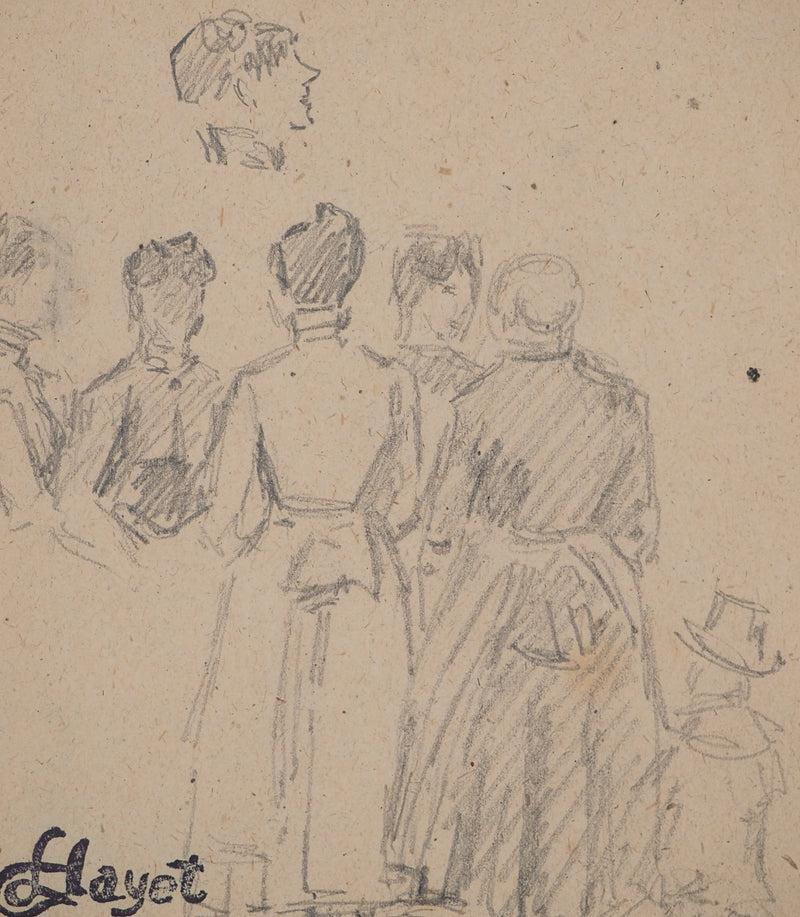 Louis HAYET : Sortie familiale, Dessin original (photo de détail 3) - Crédit photo : Galerie Art.Paris