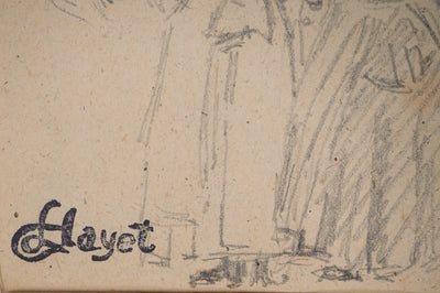 Louis HAYET : Sortie familiale, Dessin original (photo de détail 2) - Crédit photo : Galerie Art.Paris