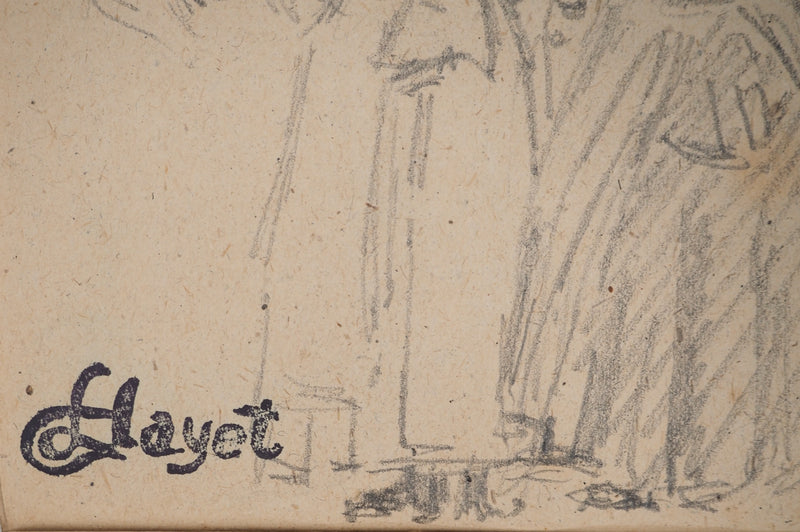 Louis HAYET : Sortie familiale, Dessin original (photo de détail 2) - Crédit photo : Galerie Art.Paris