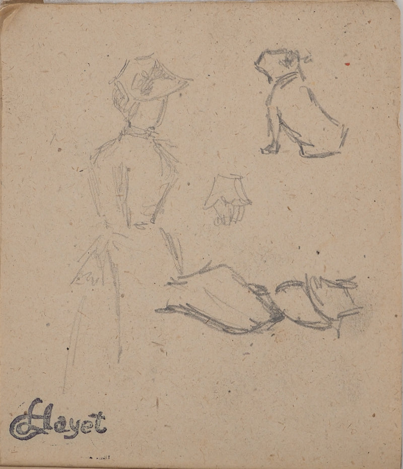 Louis HAYET : Jeune femme et son chien, Dessin original (vue générale) - Crédit photo : Galerie Art.Paris
