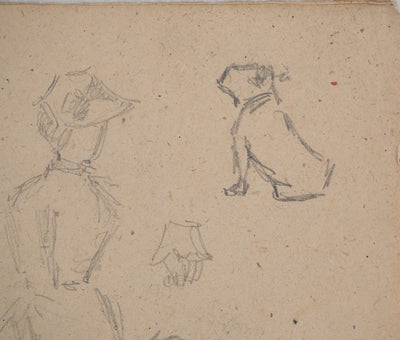 Louis HAYET : Jeune femme et son chien, Dessin original (photo de détail 4) - Crédit photo : Galerie Art.Paris