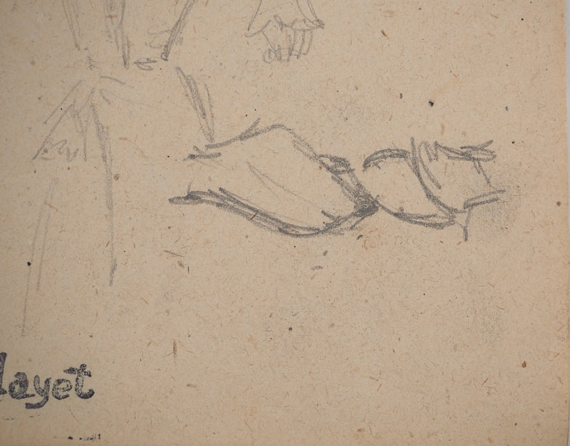 Louis HAYET : Jeune femme et son chien, Dessin original (photo de détail 6) - Crédit photo : Galerie Art.Paris