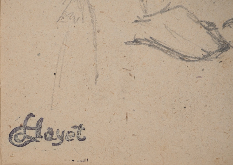 Louis HAYET : Jeune femme et son chien, Dessin original (photo de détail 2) - Crédit photo : Galerie Art.Paris