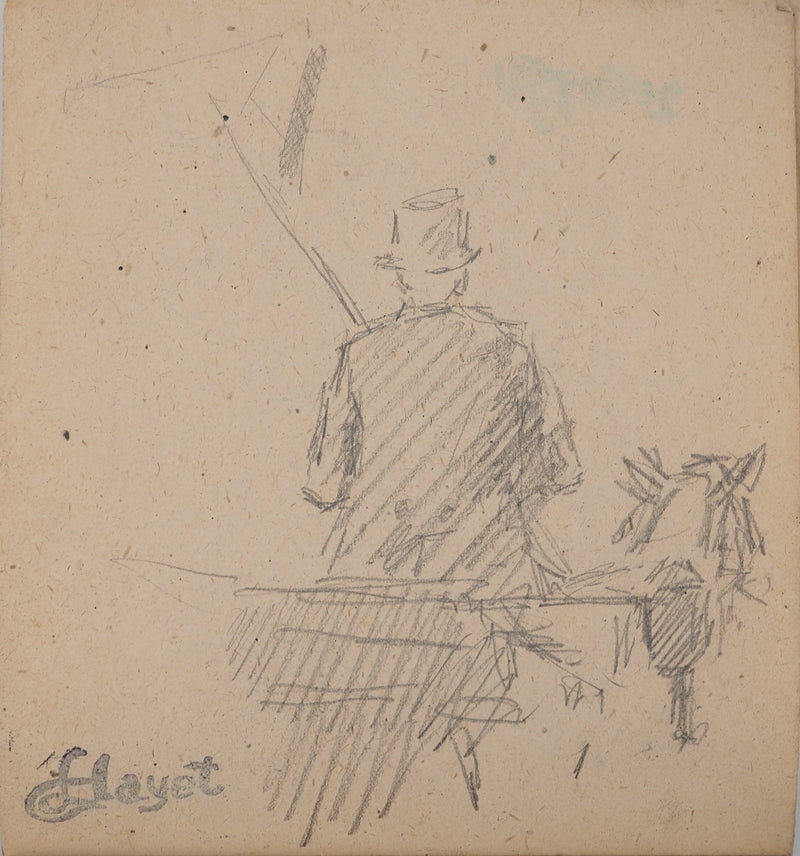 Louis HAYET : Le cocher au travail, Dessin original (vue générale) - Crédit photo : Galerie Art.Paris