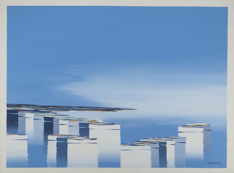 Leon DENOEL : Paysage bleu, Gouache originale (vue générale) - Crédit photo : Galerie Art.Paris