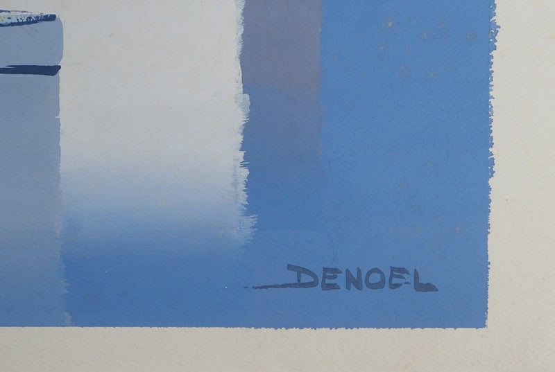 Leon DENOEL : Paysage bleu, Gouache originale (photo de détail 2) - Crédit photo : Galerie Art.Paris