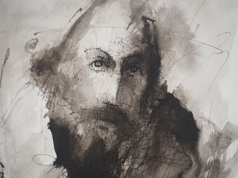 Daniel AIRAM : Homme au regard perçant, Dessin original (photo de détail 4) - Crédit photo : Galerie Art.Paris