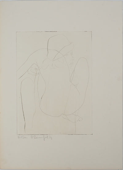 Alain BONNEFOIT : Muse au chapeau, Gravure originale (vue générale) - Crédit photo : Galerie Art.Paris