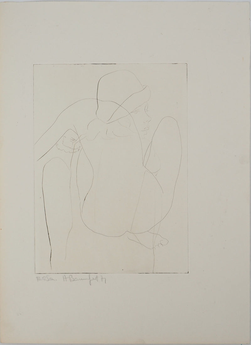 Alain BONNEFOIT : Muse au chapeau, Gravure originale (vue générale) - Crédit photo : Galerie Art.Paris