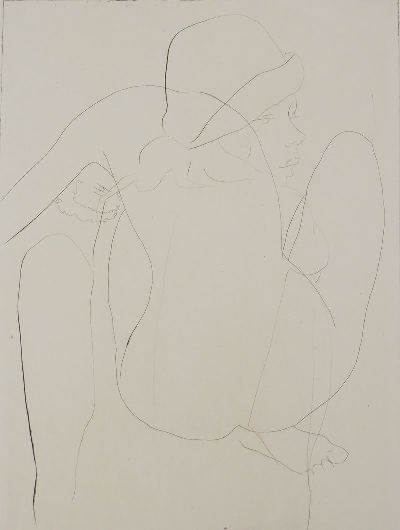 Alain BONNEFOIT : Muse au chapeau, Gravure originale (photo de détail 2) - Crédit photo : Galerie Art.Paris