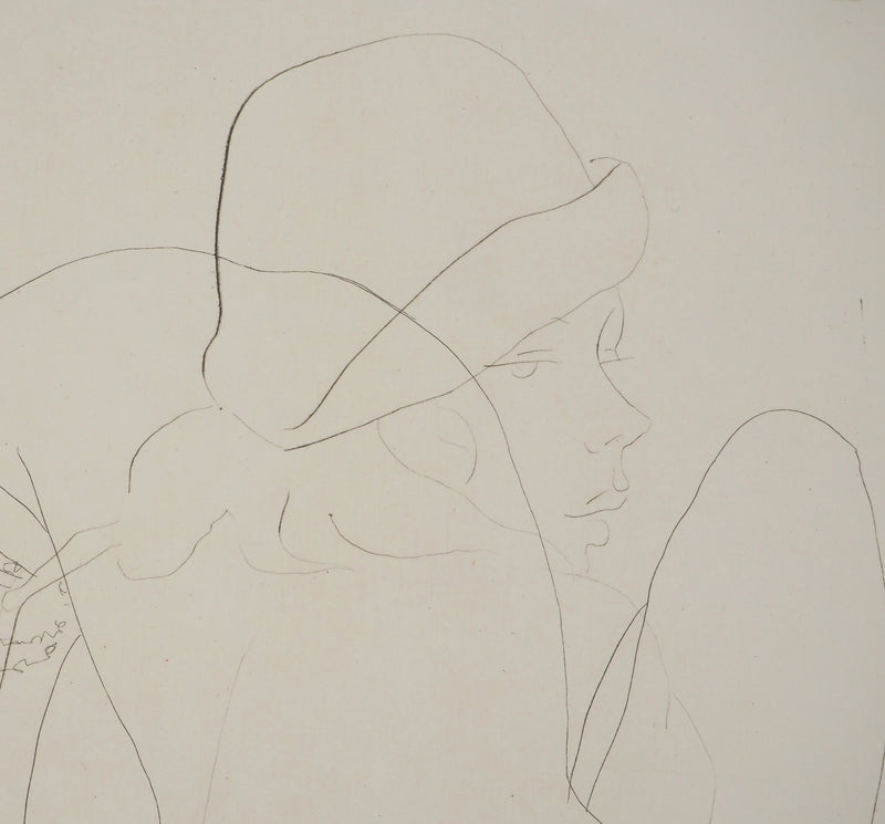 Alain BONNEFOIT : Muse au chapeau, Gravure originale (photo de détail 3) - Crédit photo : Galerie Art.Paris