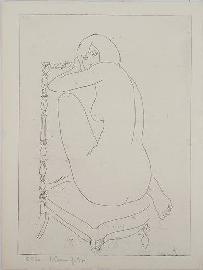 Alain BONNEFOIT : Nu au fauteuil, Gravure originale (vue générale) - Crédit photo : Galerie Art.Paris