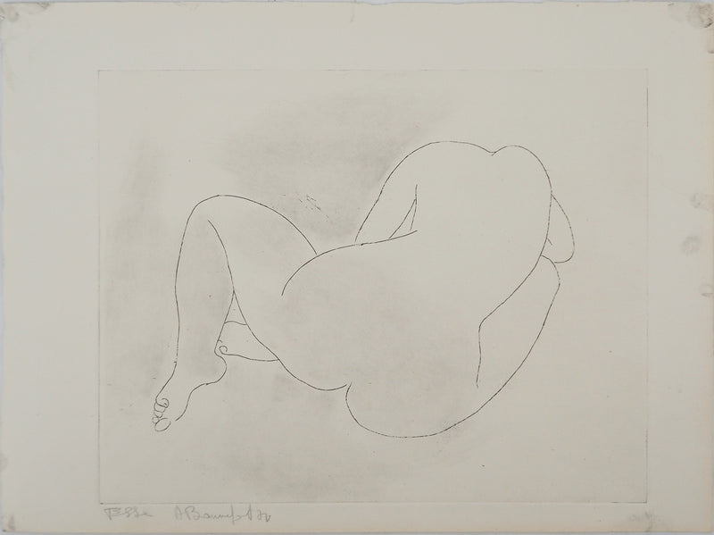 Alain BONNEFOIT : Nu recroquevillé, Gravure originale (vue générale) - Crédit photo : Galerie Art.Paris