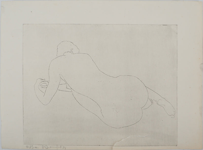 Alain BONNEFOIT : Nu au repos, Gravure originale (vue générale) - Crédit photo : Galerie Art.Paris