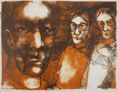 Jean-Claude BOURGEOIS : Trois figures, Lithographie originale (vue générale) - Crédit photo : Galerie Art.Paris