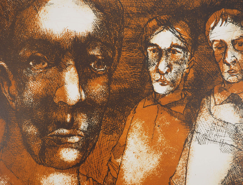 Jean-Claude BOURGEOIS : Trois figures, Lithographie originale (photo de détail 3) - Crédit photo : Galerie Art.Paris