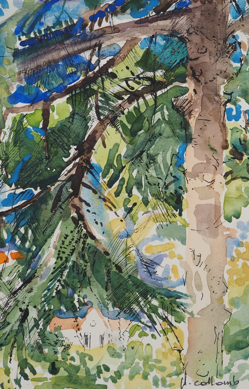 Paul COLLOMB : Maison en forêt, Aquarelle originale (photo de détail 3) - Crédit photo : Galerie Art.Paris