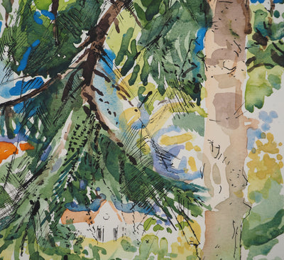 Paul COLLOMB : Maison en forêt, Aquarelle originale (photo de détail 5) - Crédit photo : Galerie Art.Paris