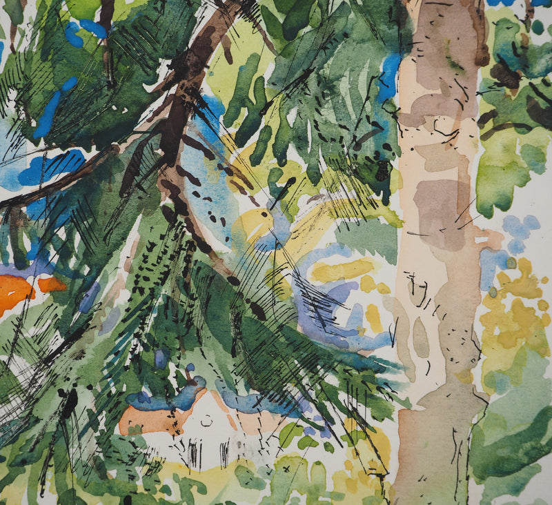 Paul COLLOMB : Maison en forêt, Aquarelle originale (photo de détail 5) - Crédit photo : Galerie Art.Paris