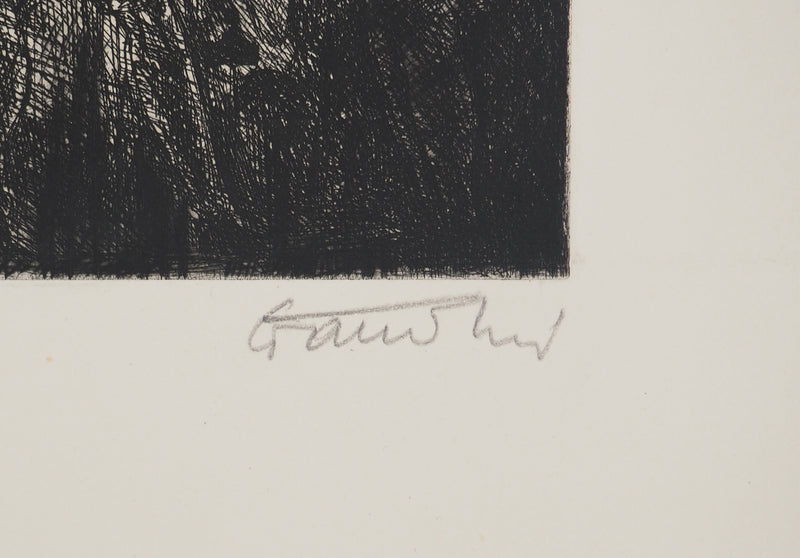 Auguste Jean GAUDIN : Le défilé des pompiers, Gravure originale (photo de détail 2) - Crédit photo : Galerie Art.Paris