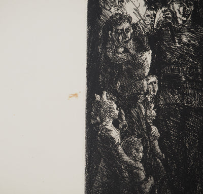 Auguste Jean GAUDIN : Le défilé des pompiers, Gravure originale (photo de détail 7) - Crédit photo : Galerie Art.Paris