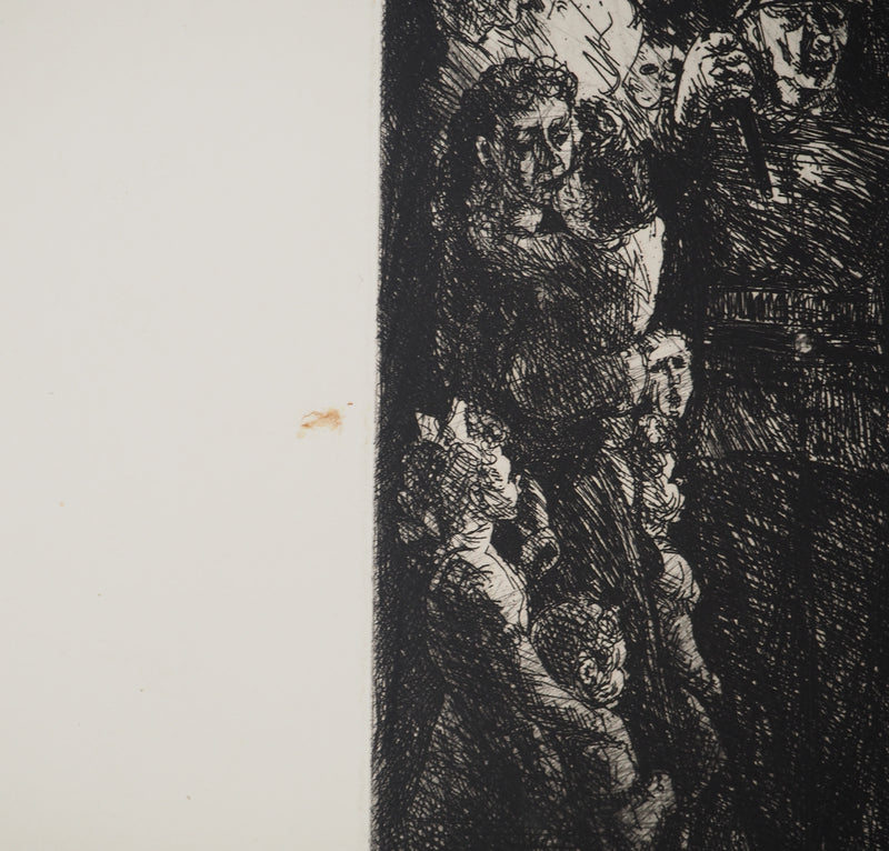 Auguste Jean GAUDIN : Le défilé des pompiers, Gravure originale (photo de détail 7) - Crédit photo : Galerie Art.Paris