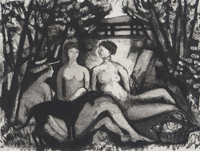 Maurice ASSELIN : Trois femmes sous le soleil d'été, Gravure originale (photo de détail 3) - Crédit photo : Galerie Art.Paris