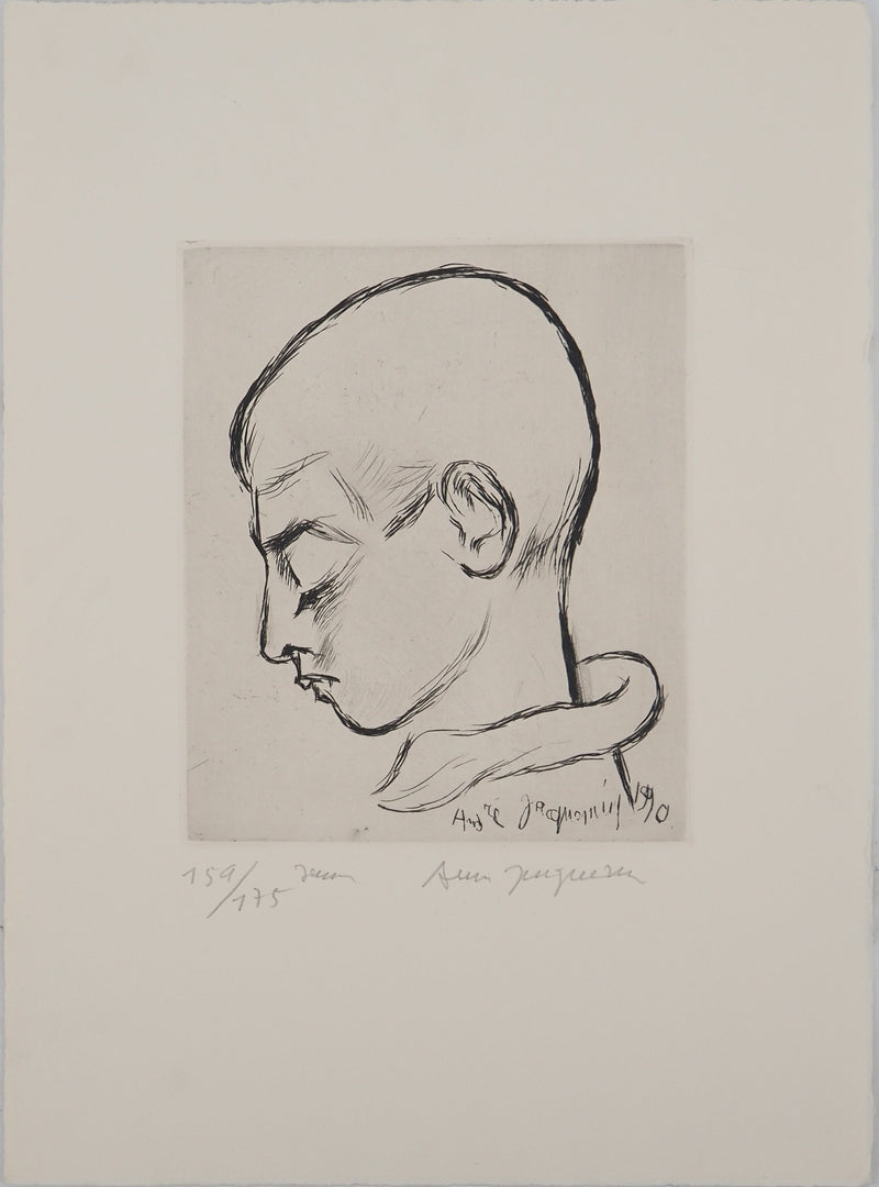 André JACQUEMIN : Portrait de jeune garçon, Gravure originale (vue générale) - Crédit photo : Galerie Art.Paris