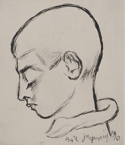 André JACQUEMIN : Portrait de jeune garçon, Gravure originale (photo de détail 3) - Crédit photo : Galerie Art.Paris
