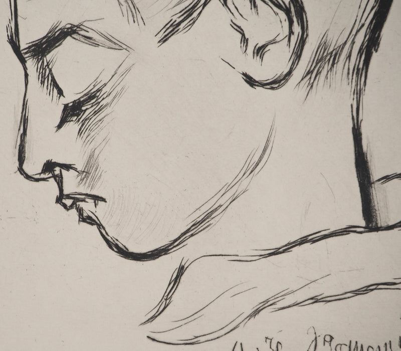 André JACQUEMIN : Portrait de jeune garçon, Gravure originale (photo de détail 5) - Crédit photo : Galerie Art.Paris
