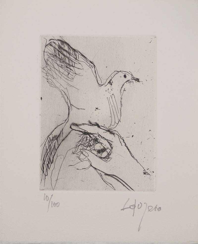 Jacques VILLON : Tourterelle de la paix, Gravure originale (vue générale) - Crédit photo : Galerie Art.Paris