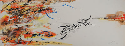 Jean-Pierre BRETECHE : A travers les flammes, Aquarelle originale (vue générale) - Crédit photo : Galerie Art.Paris