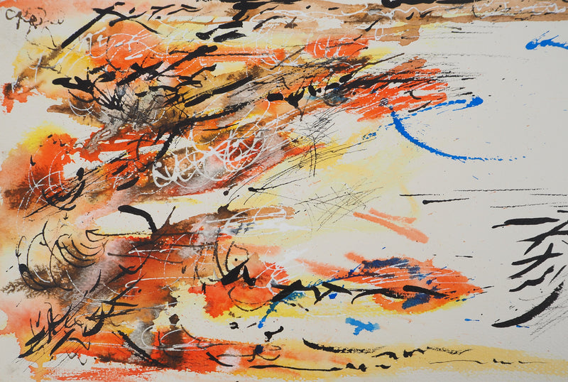 Jean-Pierre BRETECHE : A travers les flammes, Aquarelle originale (photo de détail 3) - Crédit photo : Galerie Art.Paris