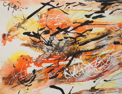Jean-Pierre BRETECHE : A travers les flammes, Aquarelle originale (photo de détail 4) - Crédit photo : Galerie Art.Paris