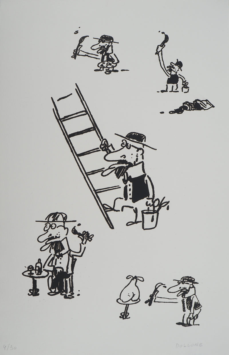 DOLLONE : Le peintre, Lithographie originale (photo de détail 3) - Crédit photo : Galerie Art.Paris