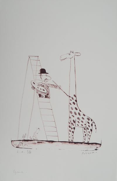 Fernando PUIG ROSADO : Le peintre et la girafe, Lithographie originale (photo de détail 3) - Crédit photo : Galerie Art.Paris