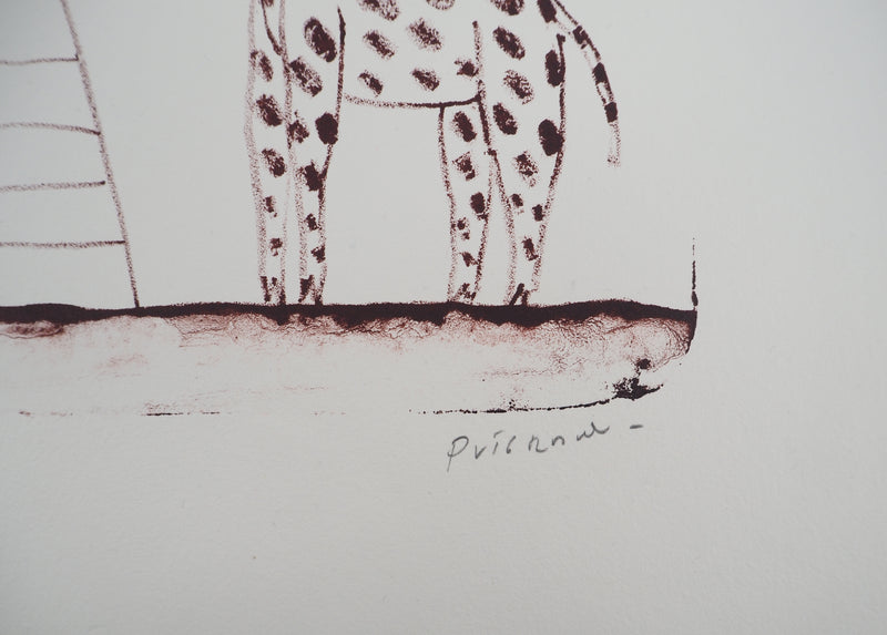 Fernando PUIG ROSADO : Le peintre et la girafe, Lithographie originale (photo de détail 2) - Crédit photo : Galerie Art.Paris