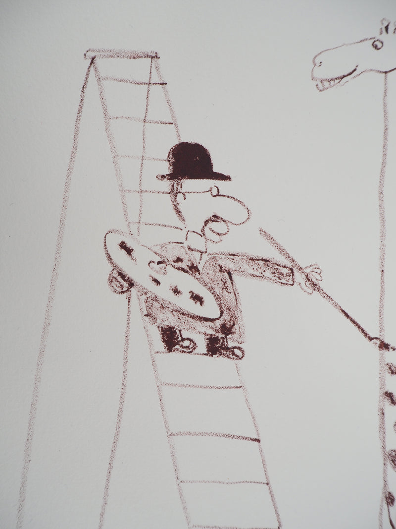 Fernando PUIG ROSADO : Le peintre et la girafe, Lithographie originale (photo de détail 4) - Crédit photo : Galerie Art.Paris