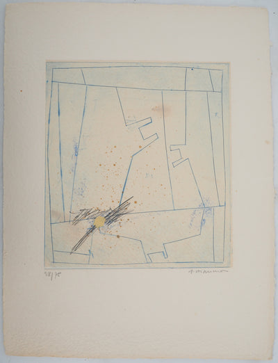 James COIGNARD : Lignes et point beige, Gravure originale (photo de détail 2) - Crédit photo : Galerie Art.Paris