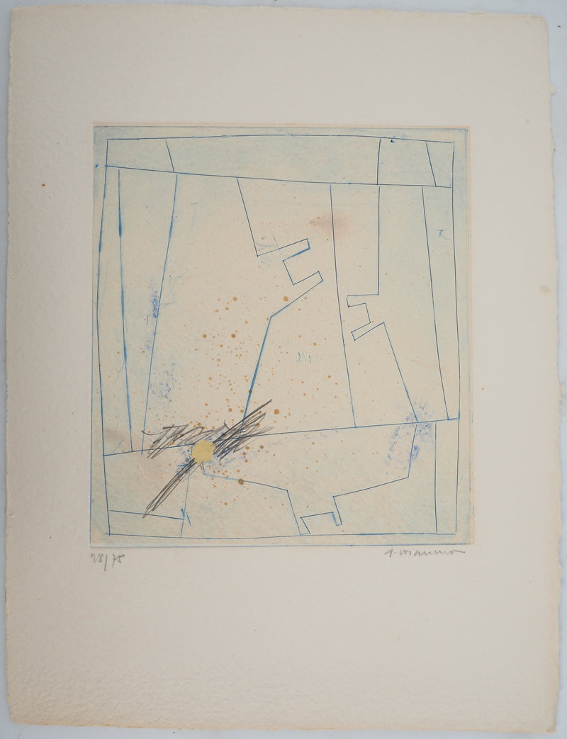 James COIGNARD : Lignes et point beige, Gravure originale (photo de détail 2) - Crédit photo : Galerie Art.Paris