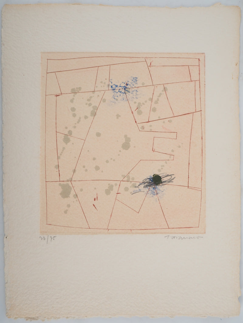 James COIGNARD : Lignes et point bleu, Gravure originale (photo de détail 2) - Crédit photo : Galerie Art.Paris