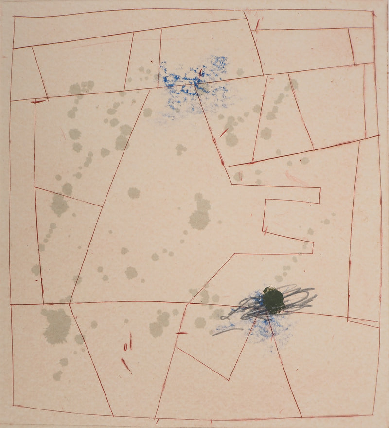 James COIGNARD : Lignes et point bleu, Gravure originale (vue générale) - Crédit photo : Galerie Art.Paris