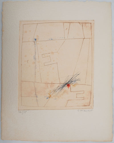 James COIGNARD : Lignes et point rouge, Gravure originale (photo de détail 2) - Crédit photo : Galerie Art.Paris