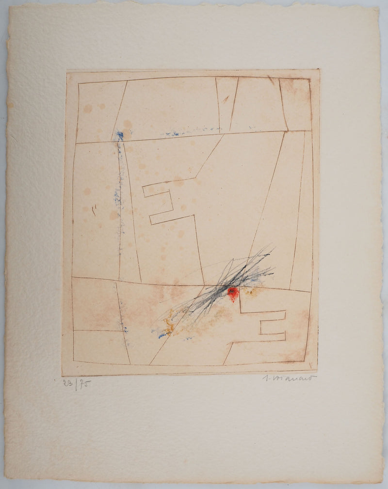 James COIGNARD : Lignes et point rouge, Gravure originale (photo de détail 2) - Crédit photo : Galerie Art.Paris