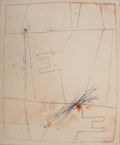 James COIGNARD : Lignes et point rouge, Gravure originale (vue générale) - Crédit photo : Galerie Art.Paris