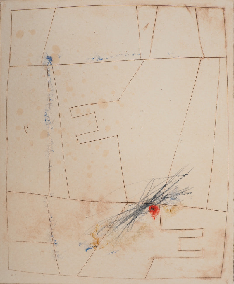 James COIGNARD : Lignes et point rouge, Gravure originale (vue générale) - Crédit photo : Galerie Art.Paris