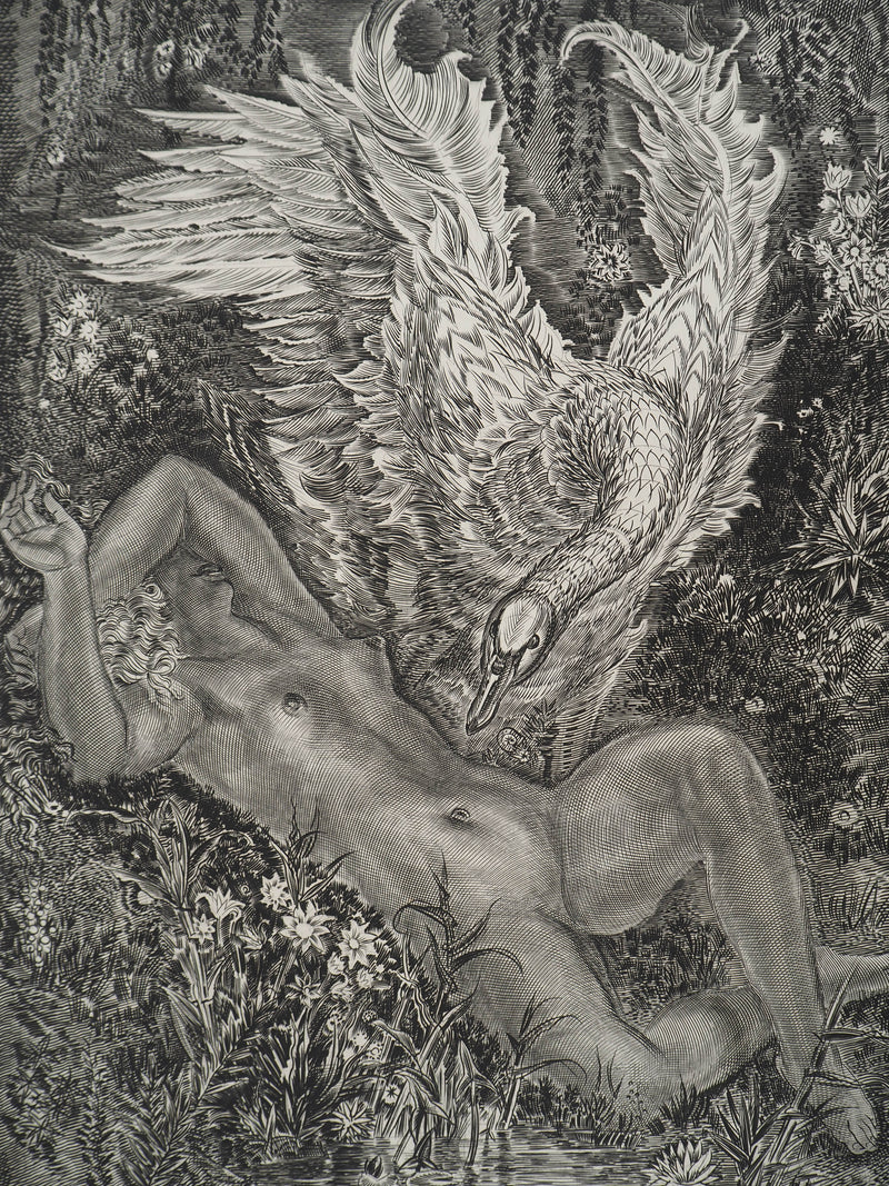 Albert DECARIS : Léda et le cygne, Gravure originale signée