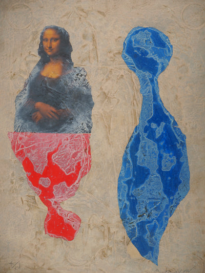 Pierre-Marie BRISSON : Mona Lisa, La Joconde rouge, Gravure originale (photo de détail 2) - Crédit photo : Galerie Art.Paris